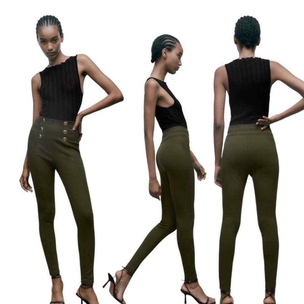 Olive High-Waisted Button Legging